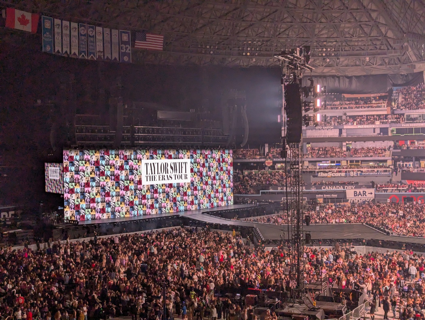 The Eras Tour stage at Rogers Centre, Toronto, with the stadium full